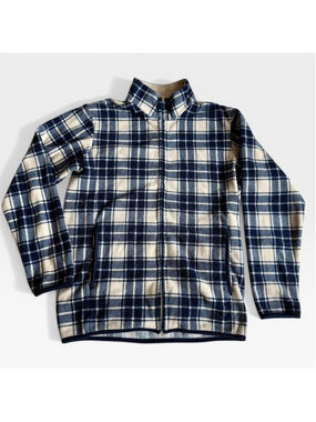 Uniqlo gingham plaid patterned fleece zip up jacket